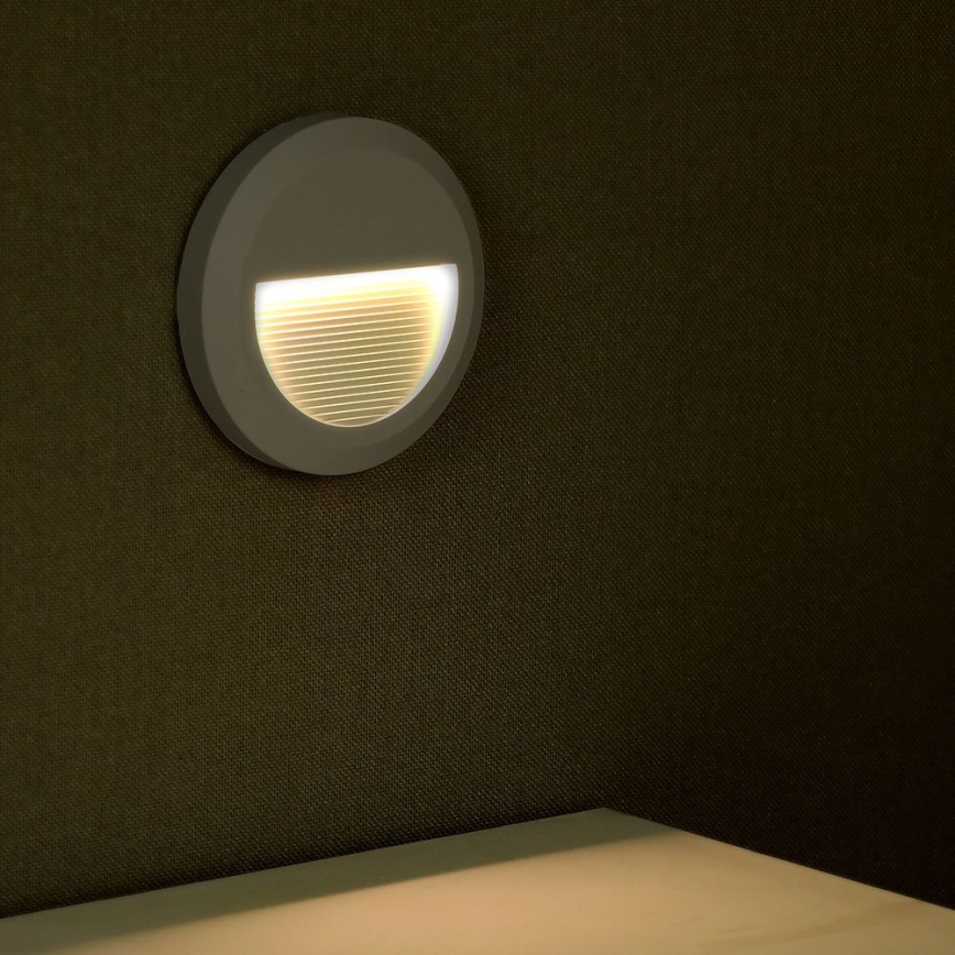 Світлодіодний зовнішній сходовий світильник LED/2W/230V IP65 3000K сірий