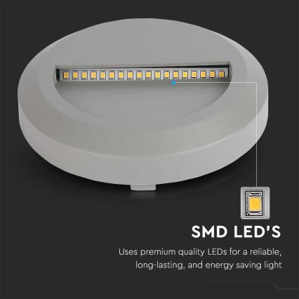 Світлодіодний зовнішній сходовий світильник LED/2W/230V IP65 3000K сірий