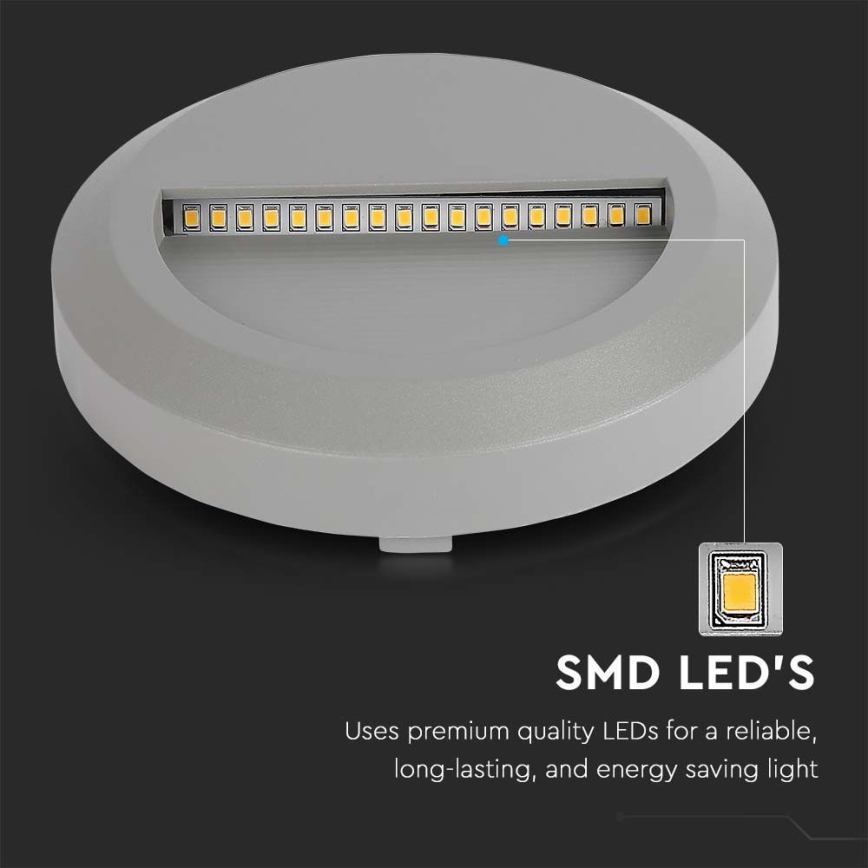 Світлодіодний зовнішній сходовий світильник LED/2W/230V IP65 3000K сірий