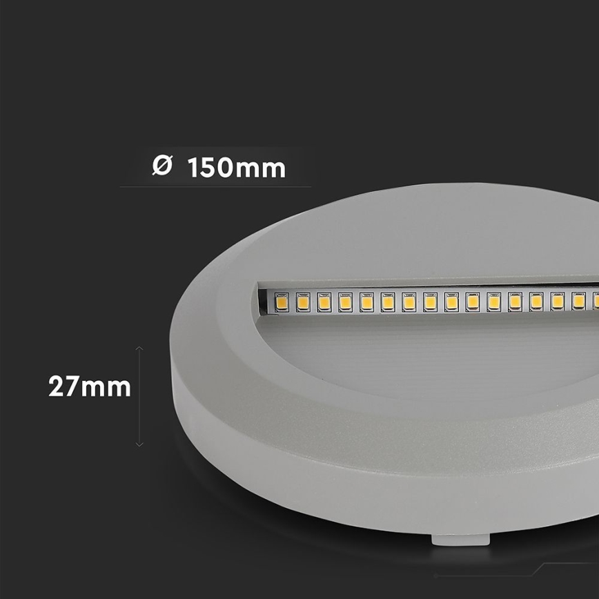 Світлодіодний зовнішній сходовий світильник LED/2W/230V IP65 3000K сірий