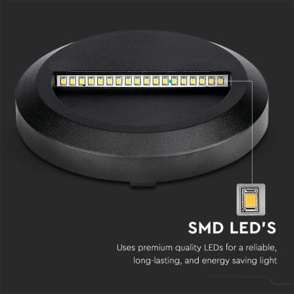 Світлодіодний зовнішній сходовий світильник LED/2W/230V IP65 4000K чорний