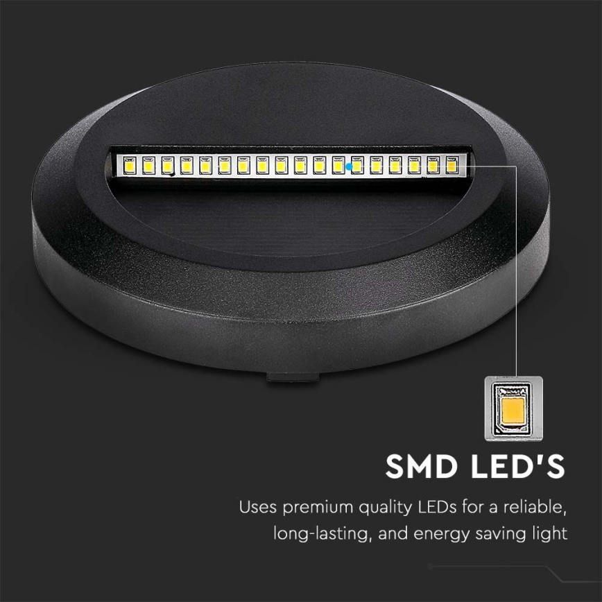 Світлодіодний зовнішній сходовий світильник LED/2W/230V IP65 4000K чорний