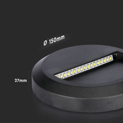 Світлодіодний зовнішній сходовий світильник LED/2W/230V IP65 4000K чорний