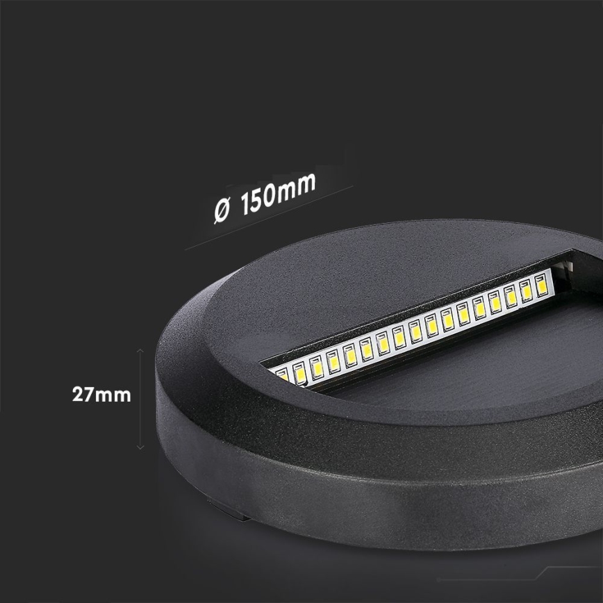 Світлодіодний зовнішній сходовий світильник LED/2W/230V IP65 4000K чорний