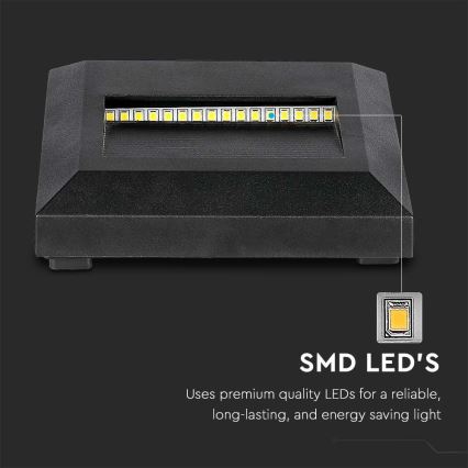 Світлодіодний зовнішній сходовий світильник LED/2W/230V IP65 4000K чорний
