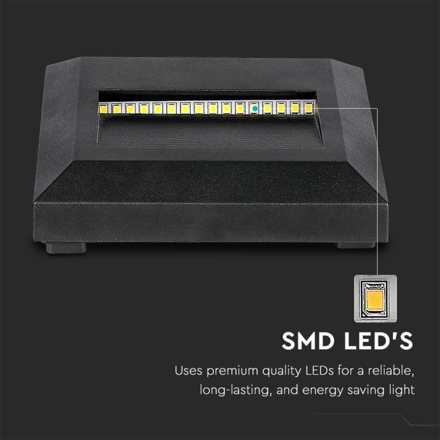 Світлодіодний зовнішній сходовий світильник LED/2W/230V IP65 4000K чорний