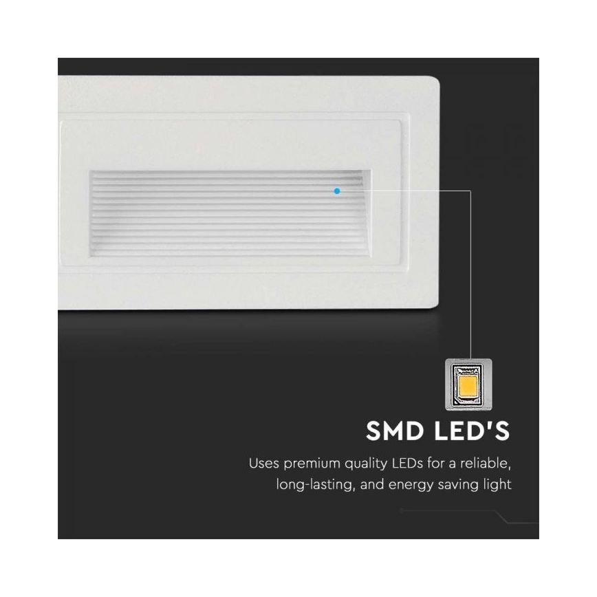 Світлодіодний зовнішній сходовий світильник LED/3W/230V 3000K IP65 білий
