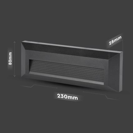Світлодіодний зовнішній сходовий світильник LED/3W/230V IP65 3000K чорний