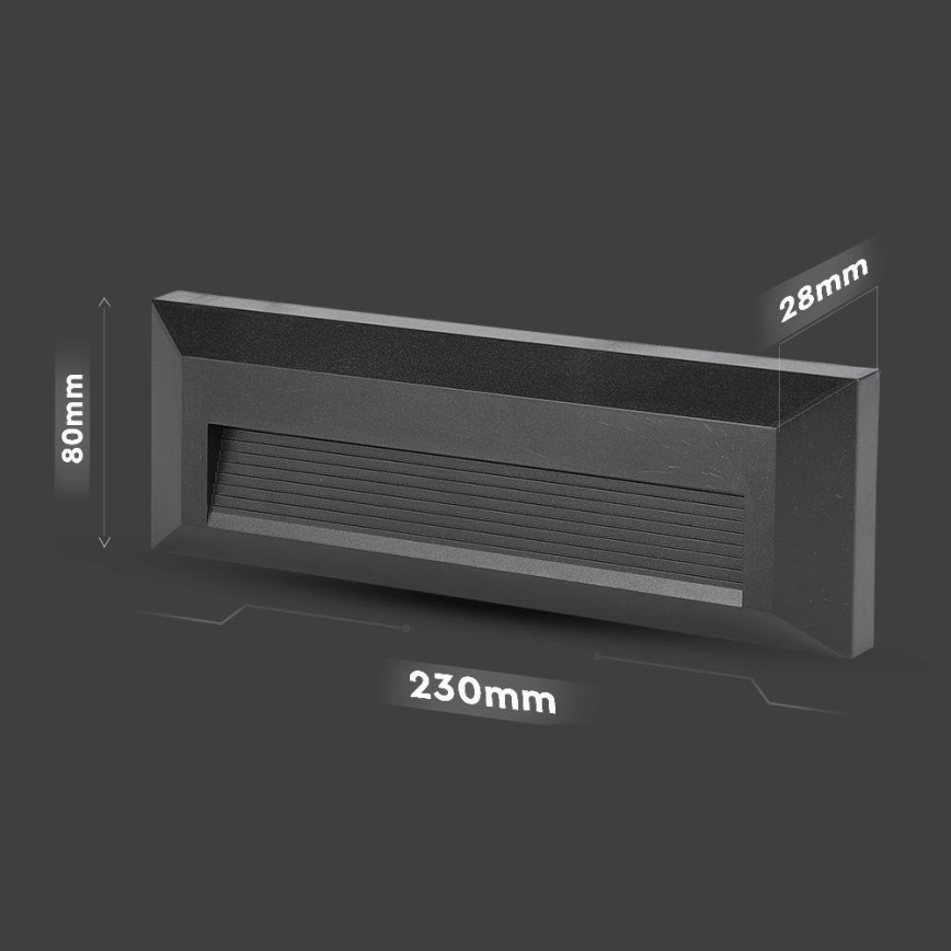 Світлодіодний зовнішній сходовий світильник LED/3W/230V IP65 3000K чорний