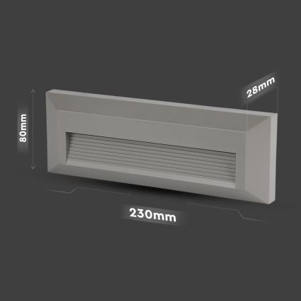 Світлодіодний зовнішній сходовий світильник LED/3W/230V IP65 3000K сірий