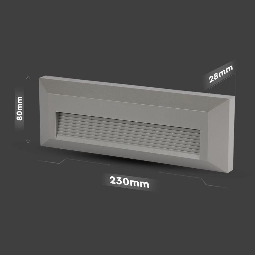 Світлодіодний зовнішній сходовий світильник LED/3W/230V IP65 3000K сірий