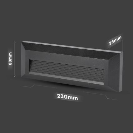 Світлодіодний зовнішній сходовий світильник LED/3W/230V IP65 4000K чорний