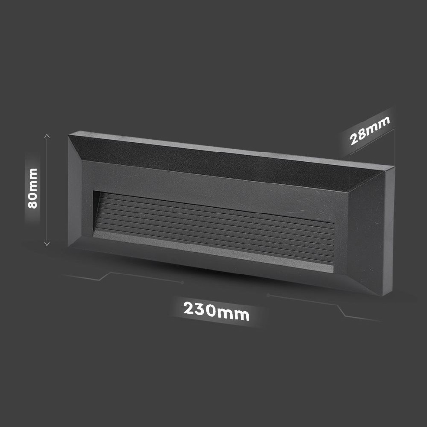 Світлодіодний зовнішній сходовий світильник LED/3W/230V IP65 4000K чорний