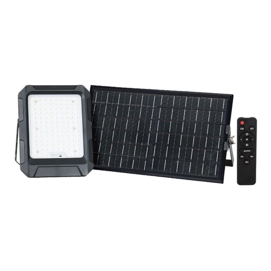 Світлододний прожектор на сонячній батареї LED/15W/3,7V IP65 4000K чорний + пульт дистанційного керування