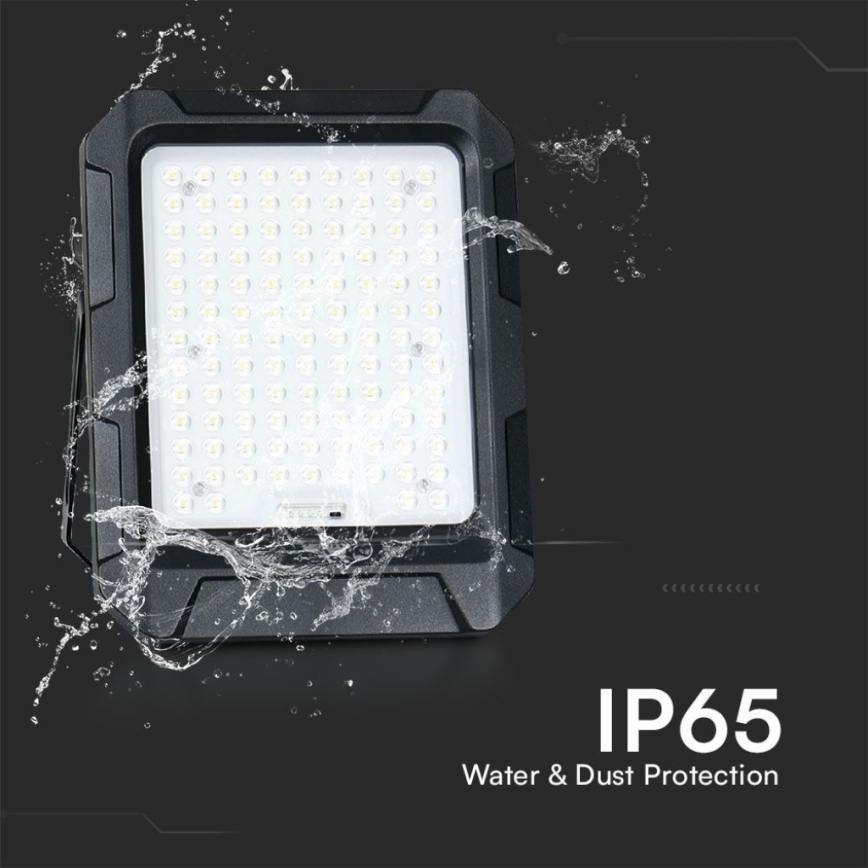 Світлододний прожектор на сонячній батареї LED/15W/3,7V IP65 4000K чорний + пульт дистанційного керування