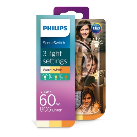 Світлодіодна лампочка Philips SCENE SWITCH VINTAGE A60 E27/7,5W/230V 2200K-2700K