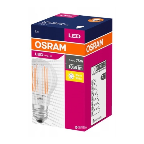 Світлодіодна лампочка VALUE A60 E27/8W/230V 2700K - Osram