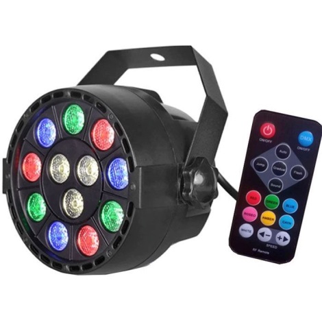 Світлодіодний диско-прожектор LED/12W/230V різнокольоровий + пульт дистанційного керування