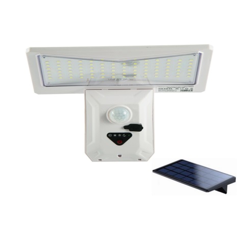 Світлодіодний настінний світильник з датчиком на сонячній батареї LED/2,6W/5,5V IP65 білий