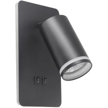 Світлодіодний настінний точковий світильник PARIS 1xGU10/10W/230V + LED/6W/230V чорний