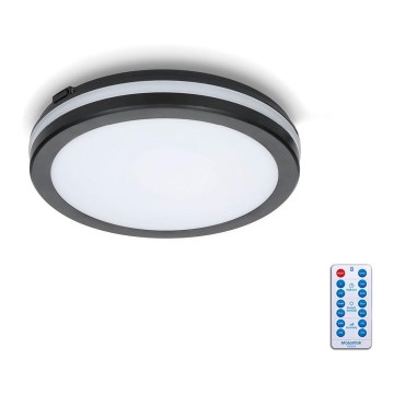 Світлодіодний стельовий світильник для ванної кімнати з датчиком LED/12W/230V 3000/4000/6500K IP65 діаметр 20 см чорний + пульт дистанційного керування