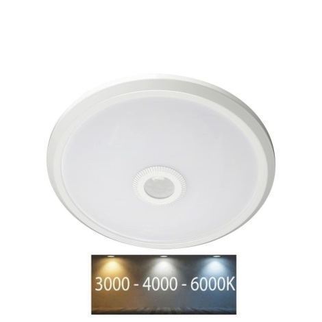 Світлодіодний стельовий світильник з датчиком LED/12W/230V 3000/4000/6000K діаметр 29 см білий
