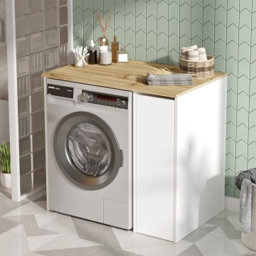 Шкаф для стиральной машины с местом для хранения 88,3x93,5 см белый/орех