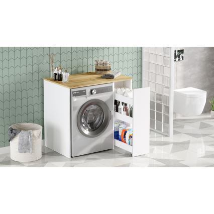 Шкаф для стиральной машины с местом для хранения 88,3x93,5 см белый/орех