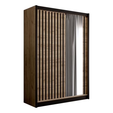 Šкаф с зеркалом SANTINO 150x215 см дуб крафт/черный