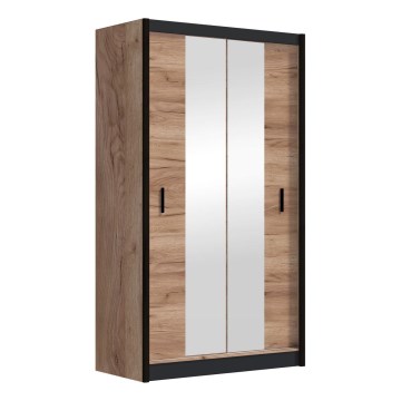 Шкаф-купе с зеркалом MIRO 120x215 см дуб крафт/черный