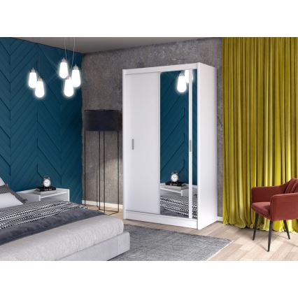 Шкаф-купе с зеркалом SABRINA 120x215 см белый
