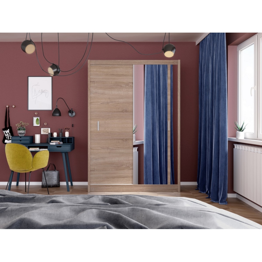 Шкаф-купе с зеркалом SABRINA 150x215 см дуб сонома