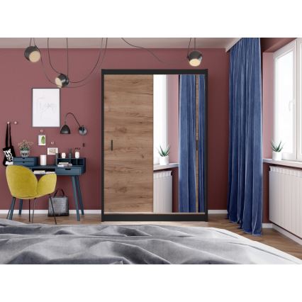Шкаф для одежды с зеркалом SABRINA 150x215 см дуб крафт