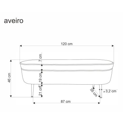 Скамья с местом для хранения AVEIRO 46x120 см белый