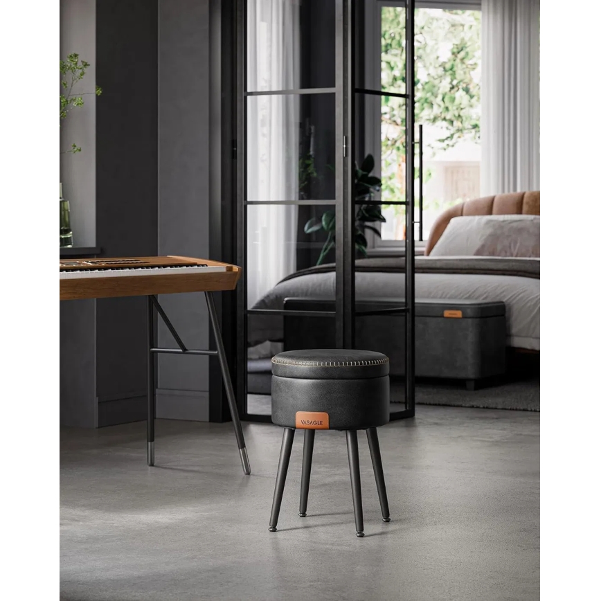 Шкіряний табурет CORE чорний