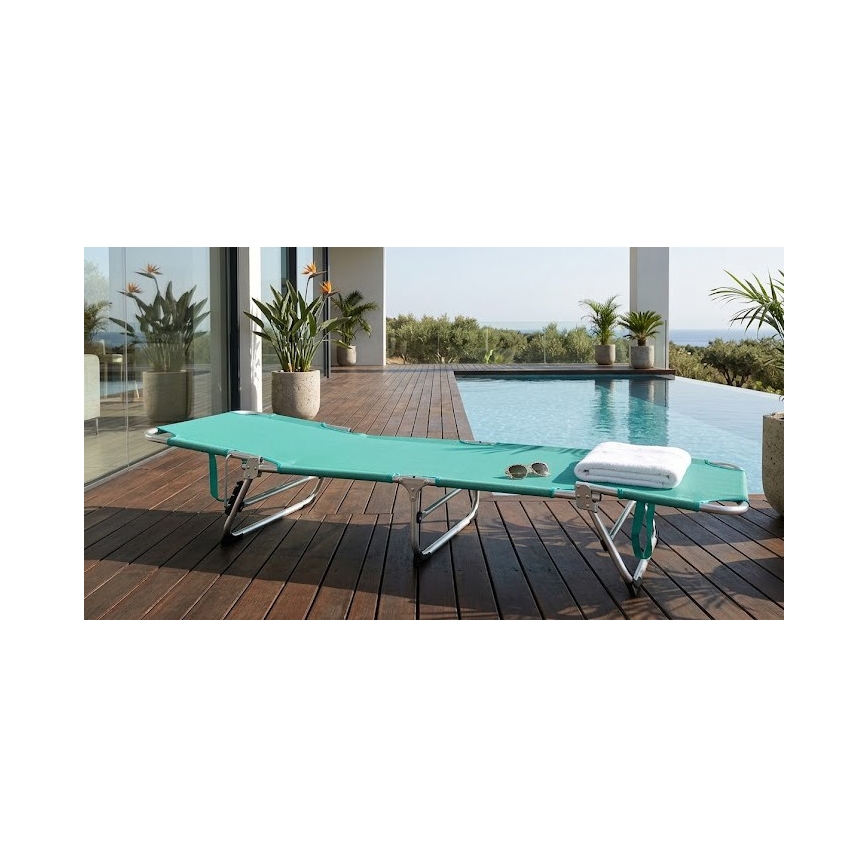 Складной регулируемый шезлонг SUNO 56x190 cm бирюзовый