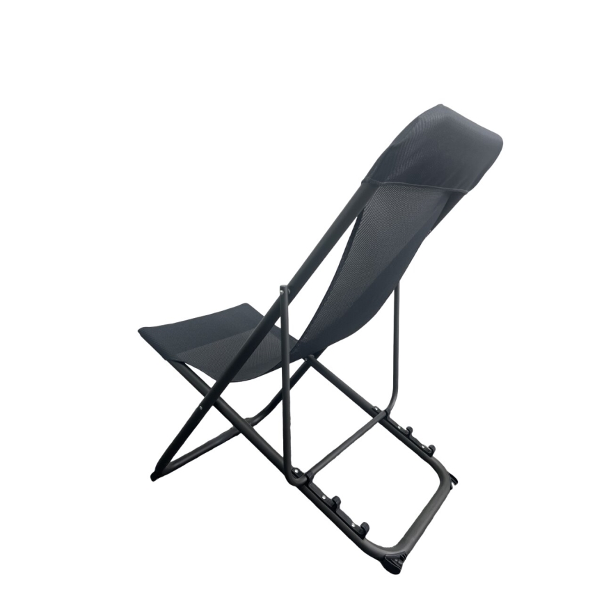 Складной шезлонг для кемпинга черный