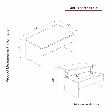 Складной журнальный столик AKILLI 44,8x90 см белый