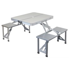Складной стол для кемпинга с креслами белый/хром