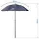Складной зонтик диаметр 1,8 м серый