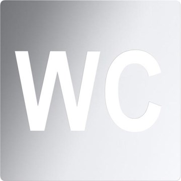 Табличка WC 12x12 см нержавеющая сталь/серебристая