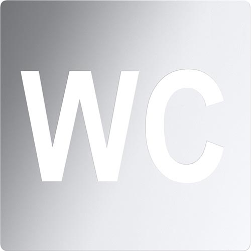 Табличка WC 12x12 см нержавеющая сталь/серебристая