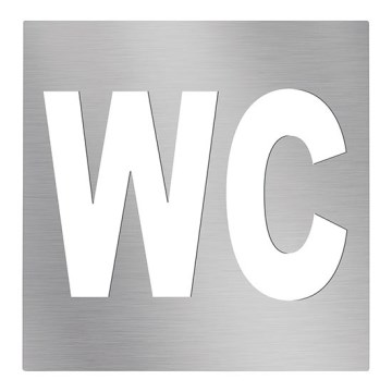 Табличка WC 12x12 см нержавеющая сталь/серебристая