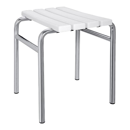 Табурет 44×45 см, серебристый/белый