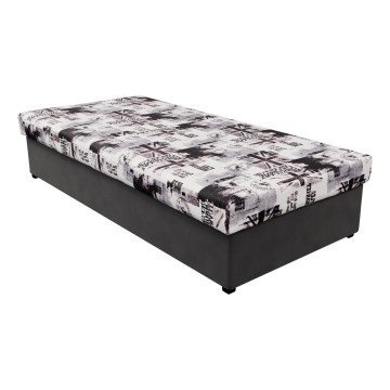 Тахта NOE 90x200 с пружинным матрасом и бельевым ящиком, серый/чёрный