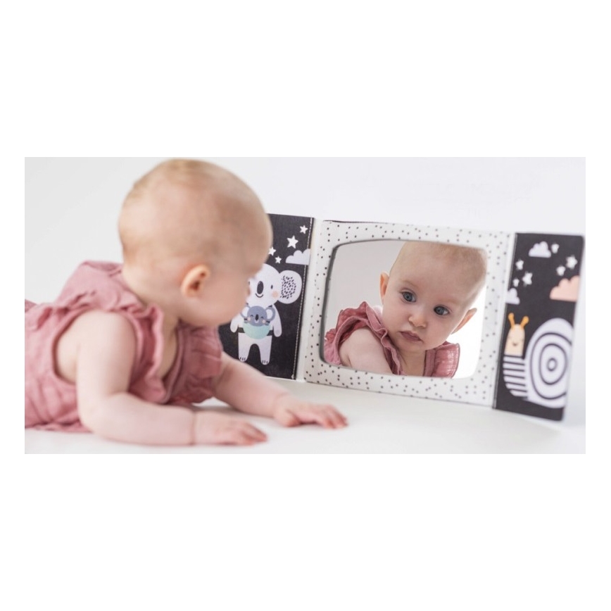 Taf Toys - Дитяча текстильна книга з дзеркальцем чорний