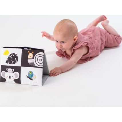 Taf Toys - Дитяча текстильна книга з дзеркальцем чорний