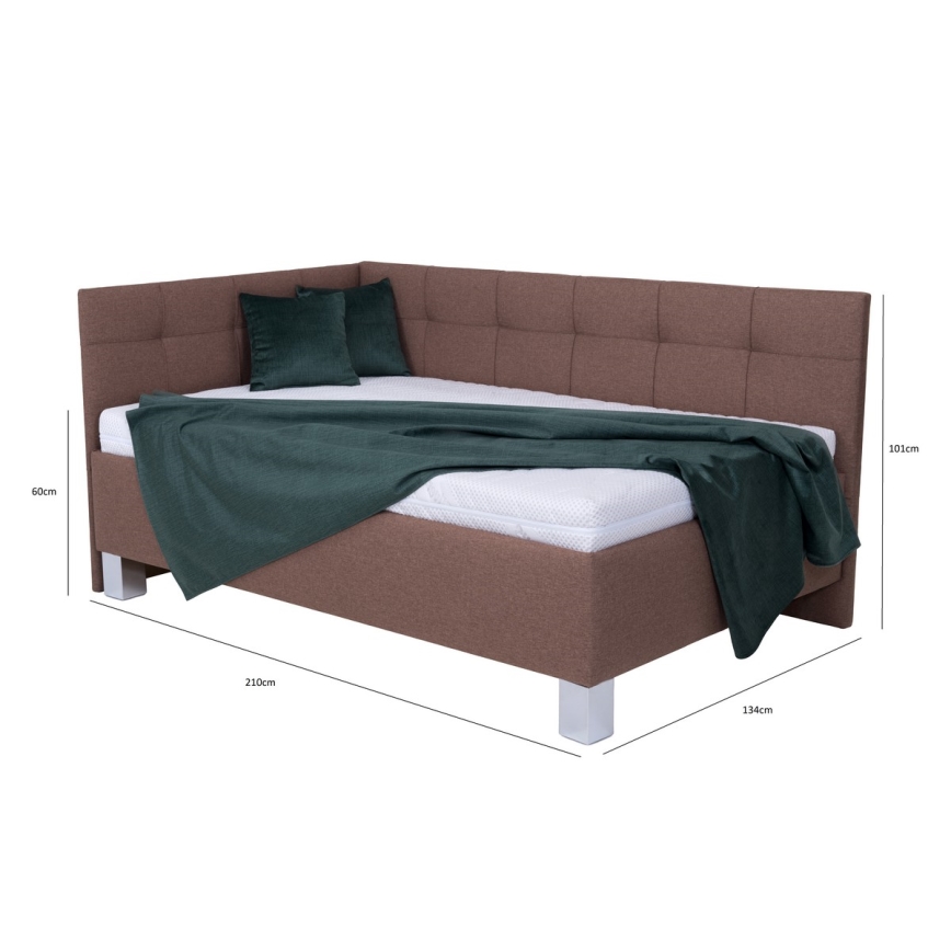 Тапицированная кровать с местом для хранения без матраса MARIA PETITE 120x200 см коричневая