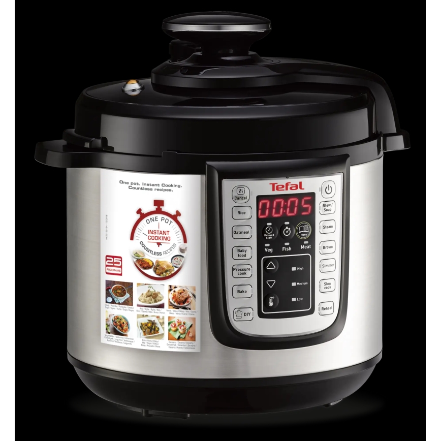 Tefal - Багатофункціональна електрична скороварка ALL IN ONE POT 1100W/230V матовий хром/чорний