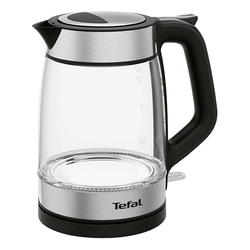 Tefal - Чайник GLASS 1,7л 2200W/230V чорний/нержавіюча сталь